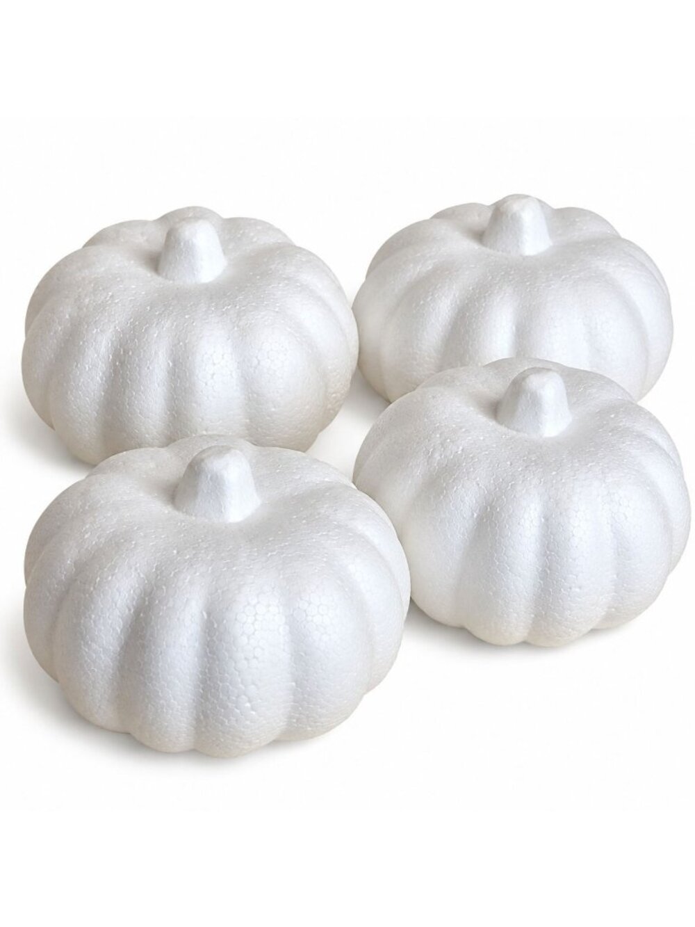 White Styrofoam Pumpkins Set of 4, 5.5 Inch Foam Craft Blanks, Paintable Carvabl